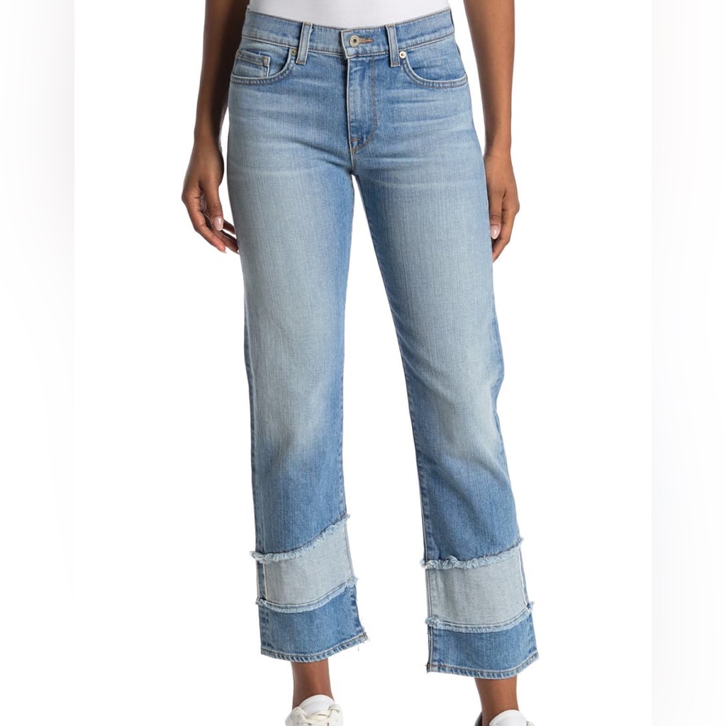 Baldwin Stella Patchwork Hem Straight Leg Jeans